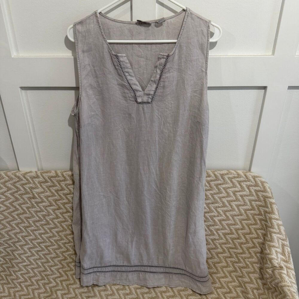 Sigrid Olsen 100% Linen Sleeveless V-Neck Dress